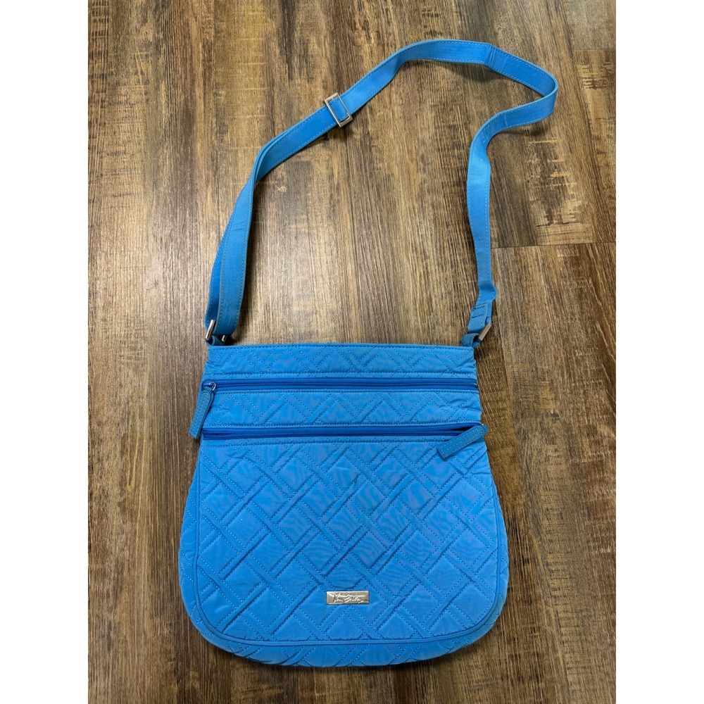 Vera Bradley Triple Zip Hipster Crossbody Bag Coastal Blue Quilted Microfiber